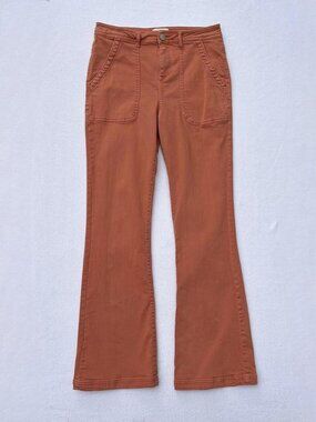 Knox Rose Coral Peach Orange Mid-rise Flare Jeans Size 4 Spring Summer 70s